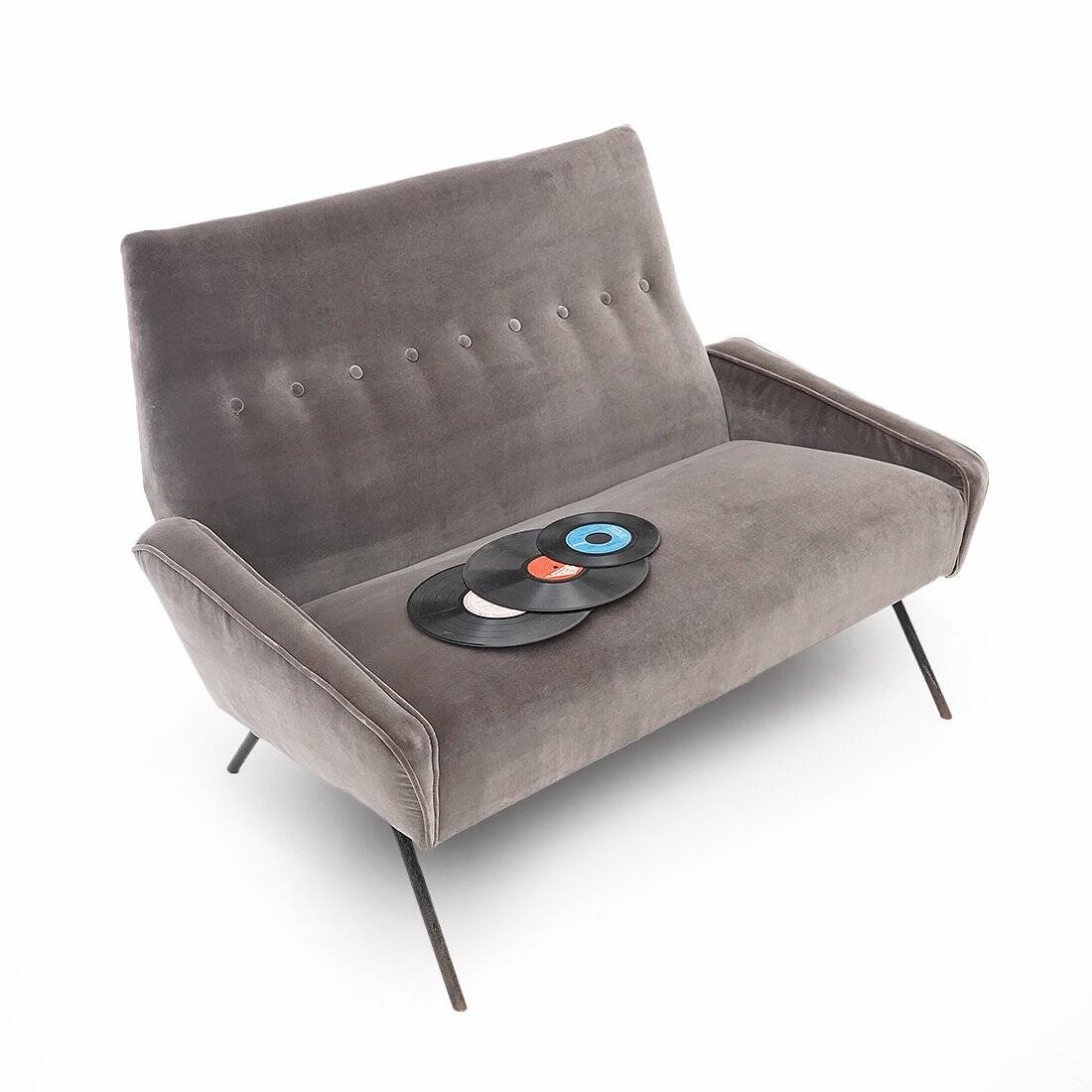 Two-seater velvet sofa by Felice Rossi, 1950s.