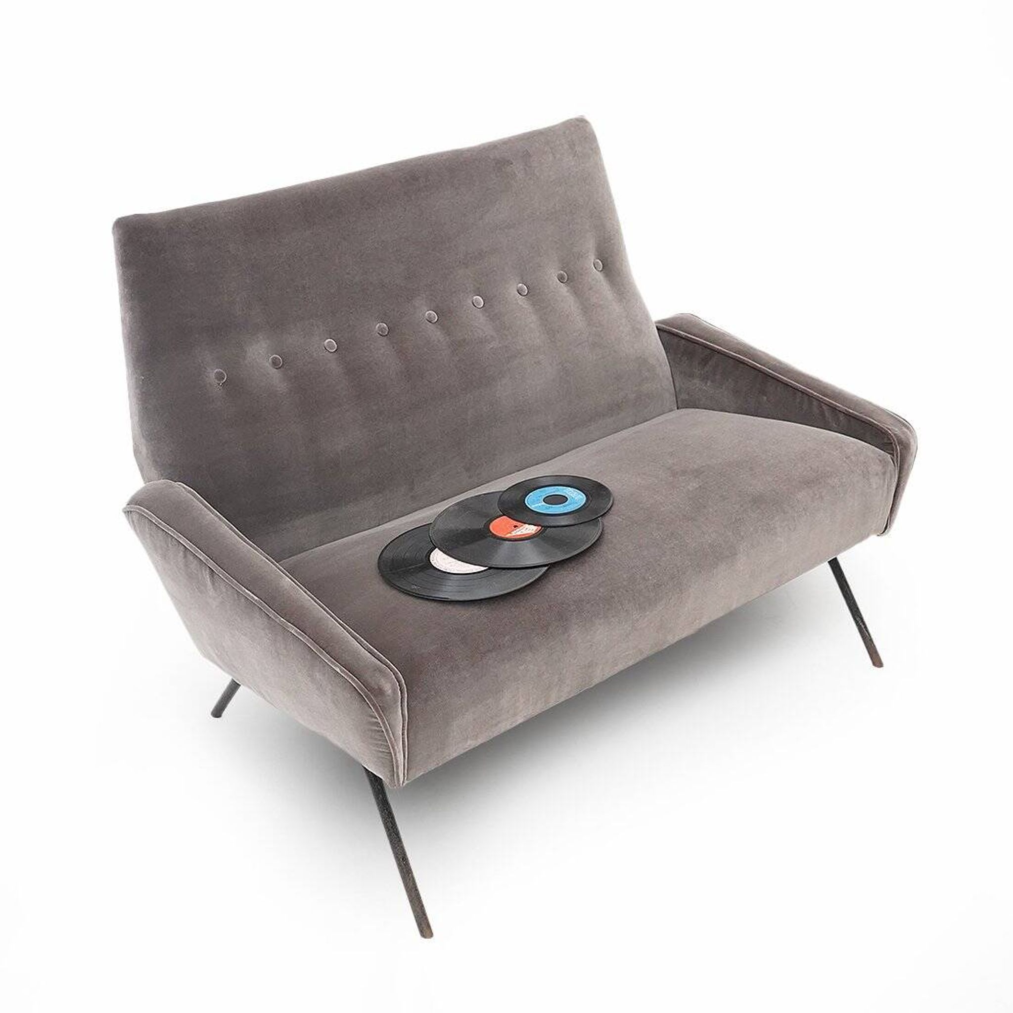 Two-seater velvet sofa by Felice Rossi, 1950s.