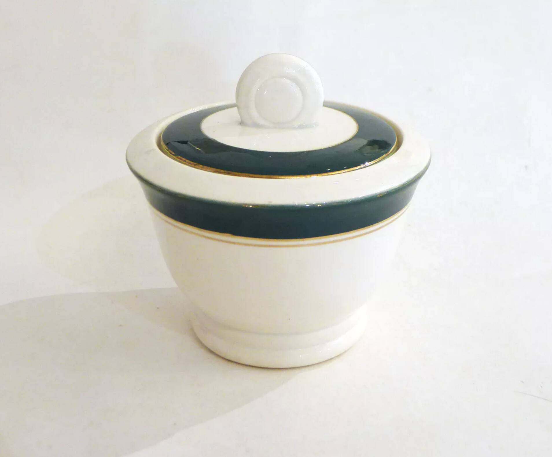 Sucrier Art déco en porcelaine Sarreguemines, années 20-30