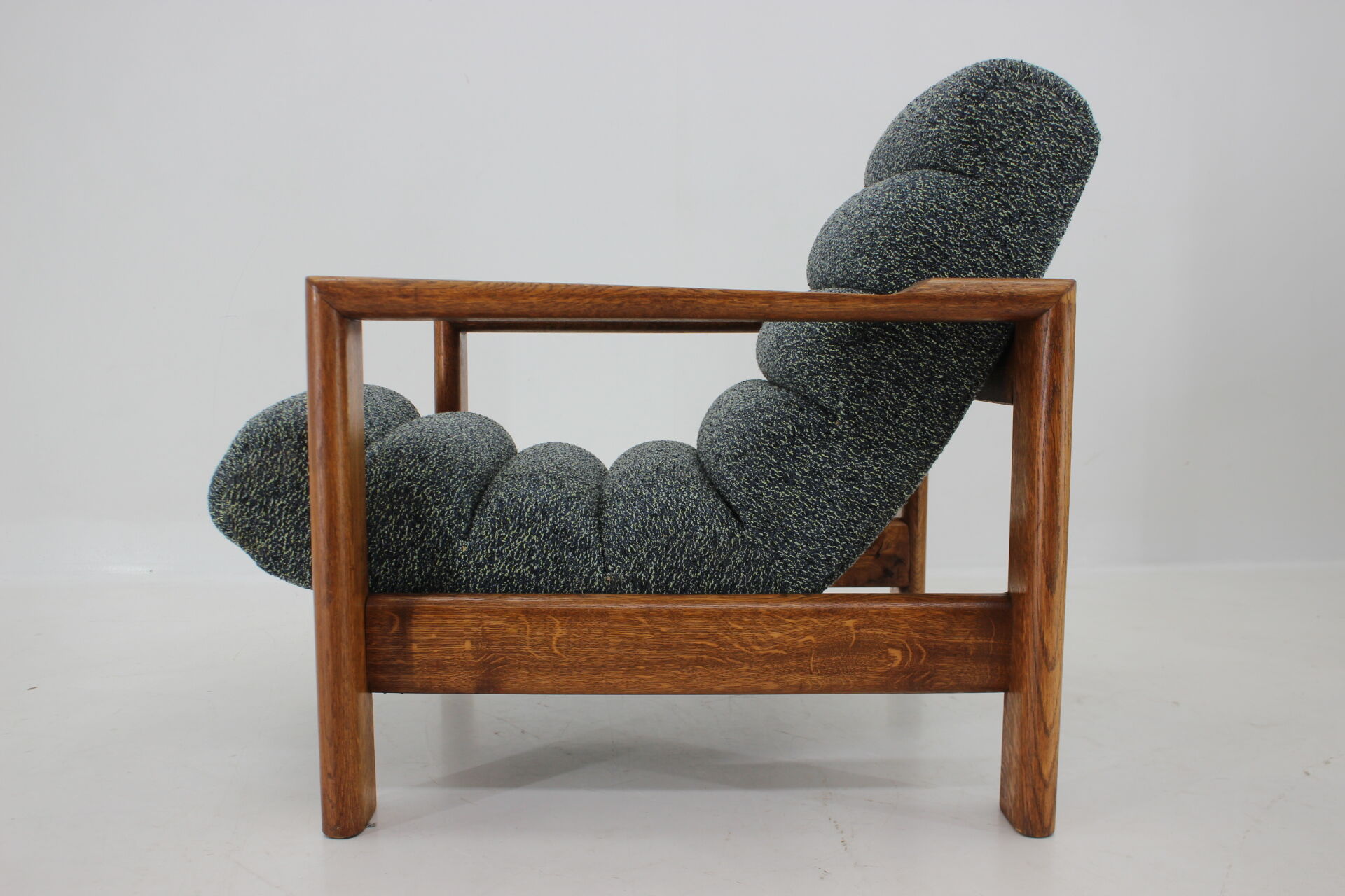 1960s pair of armchairs with stools in oak, Finland