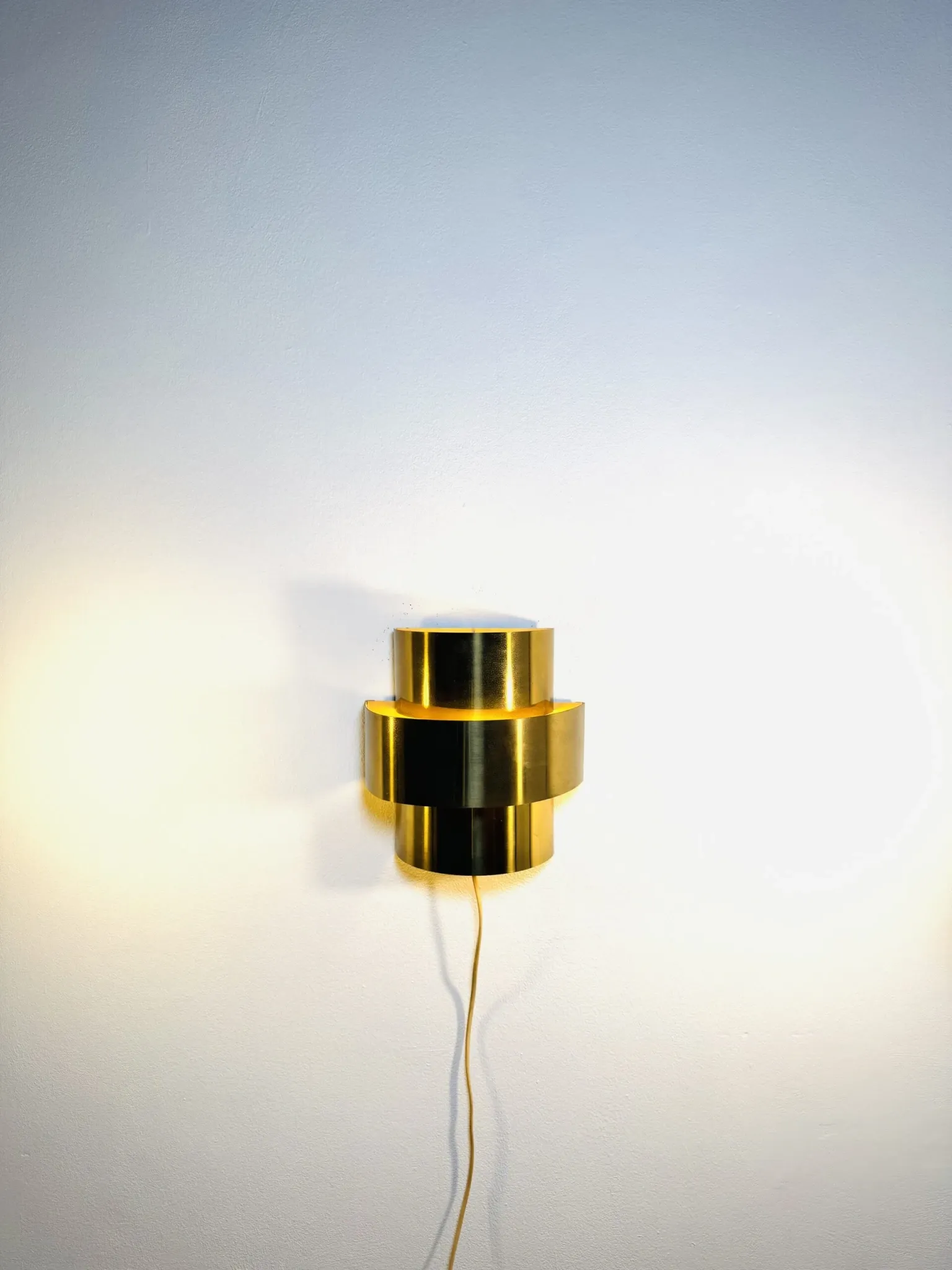 Gold Coloured Layered Wall Lamp By Anvia Nederland, The Netherlands, 1960S
