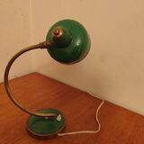 Vintage Scandinavian Art Deco desk lamp from the 40s, golden brass, retro, moon shape, swan neck