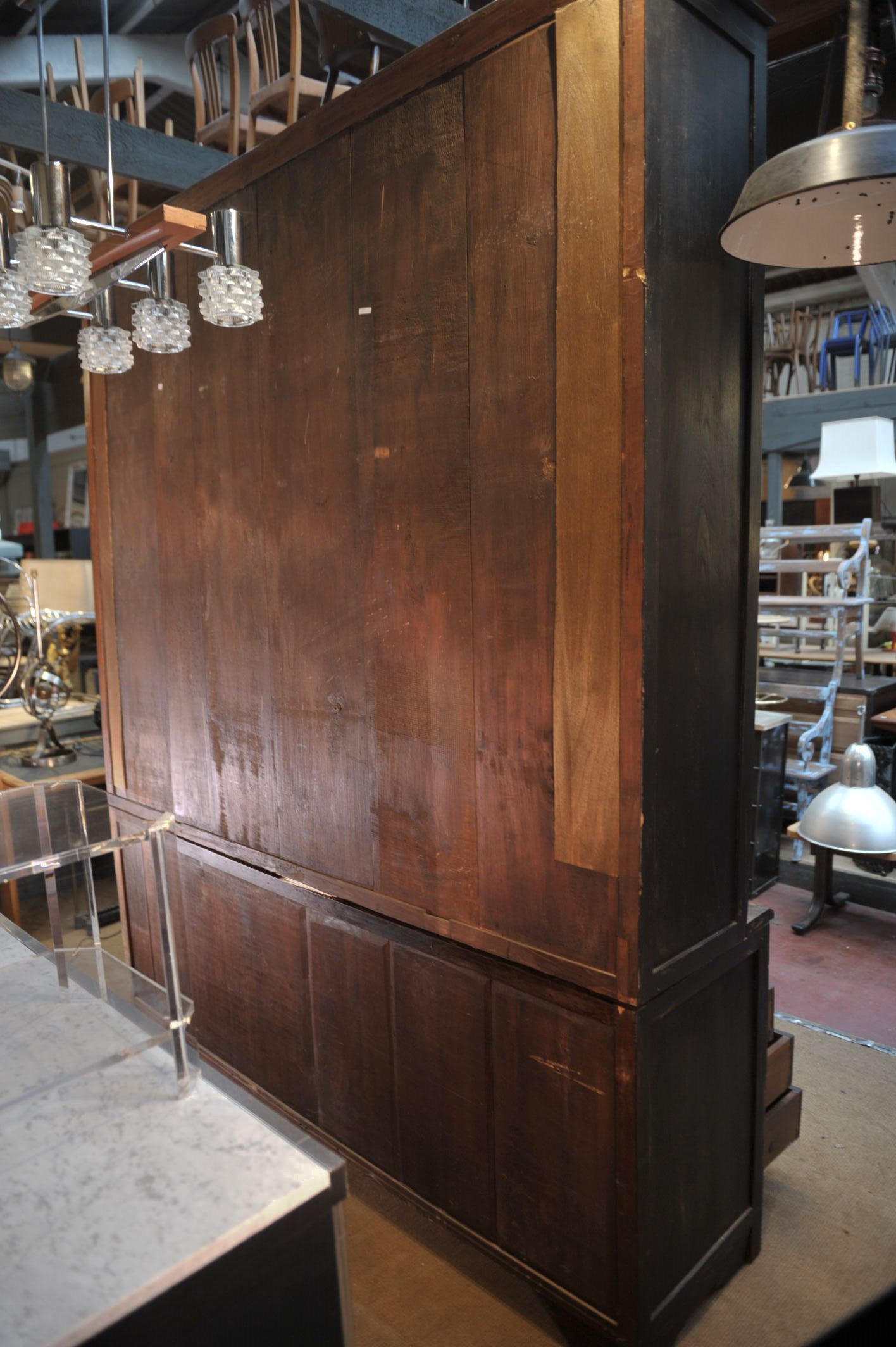 Teak library 1960 sliding doors and drawers