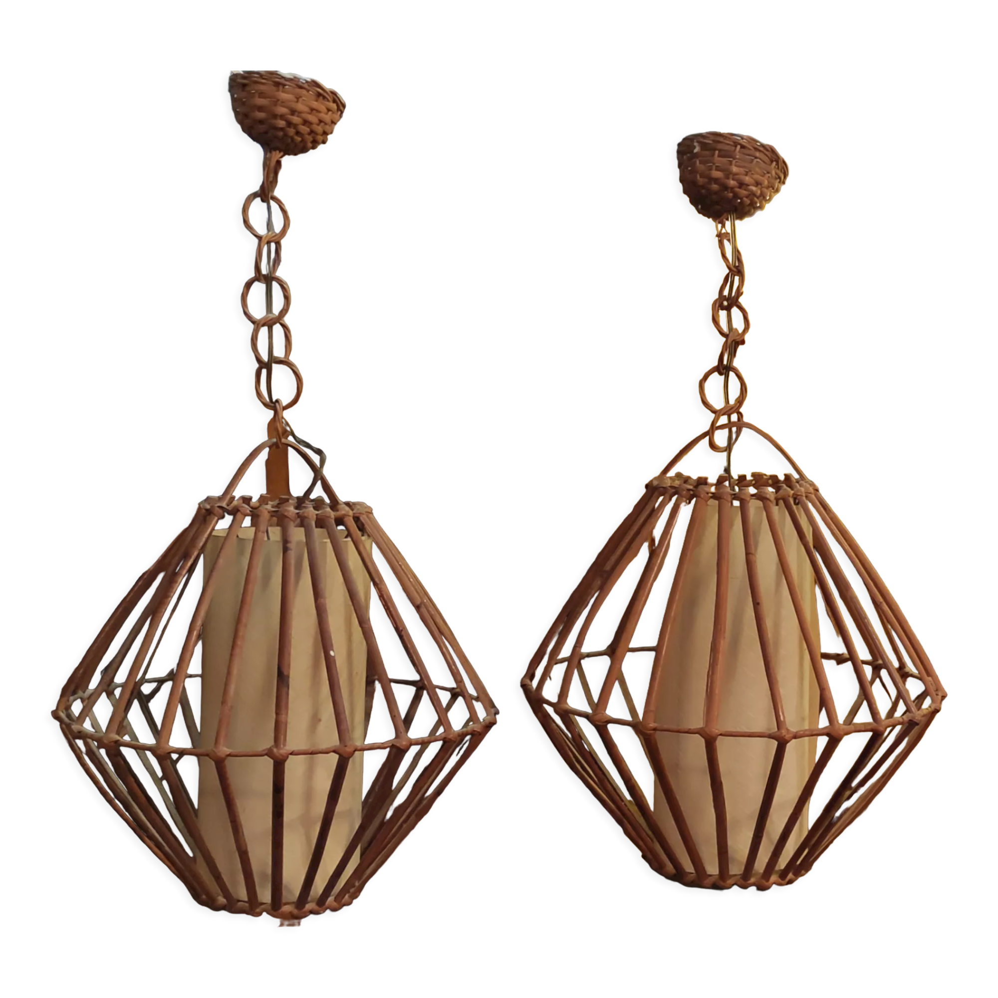 Pair of rattan suspensions 1960s-1970s