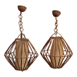 Pair of rattan suspensions 1960s-1970s