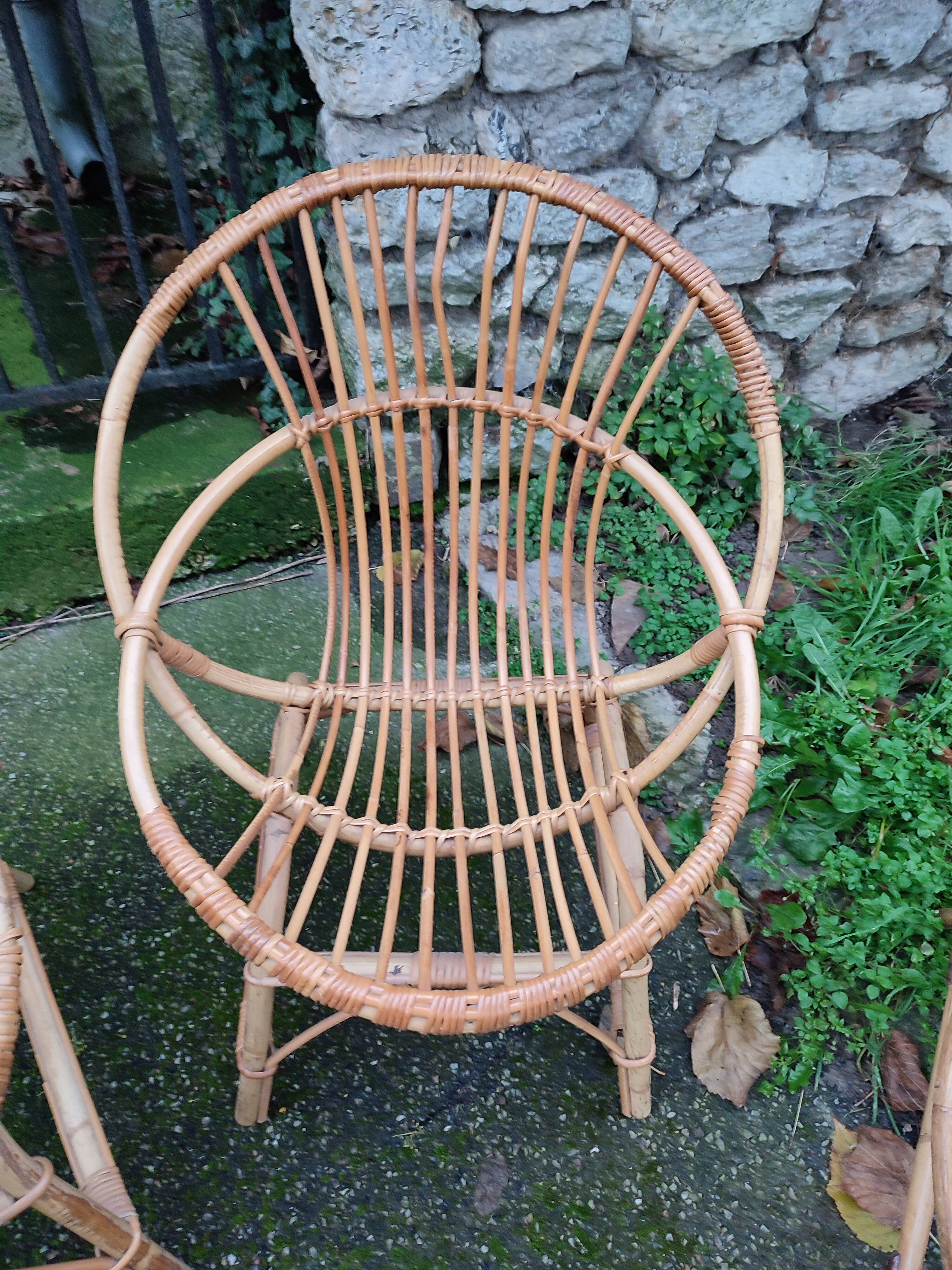 Suite of 4 vintage basket armchairs 1960