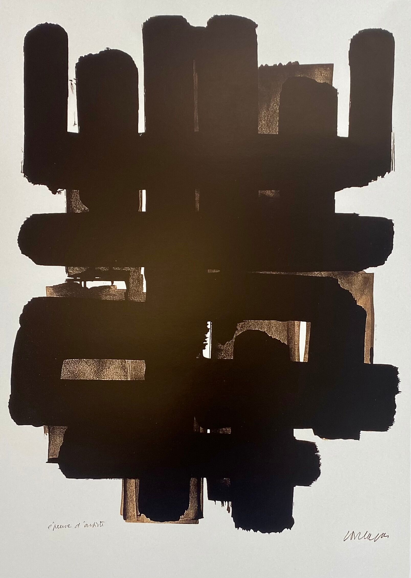 Pierre Soulages poster of the Soulages Museum in Rodez representing lithograph #3