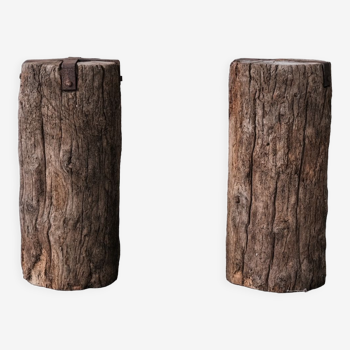 Pair of spanish wooden pedestals