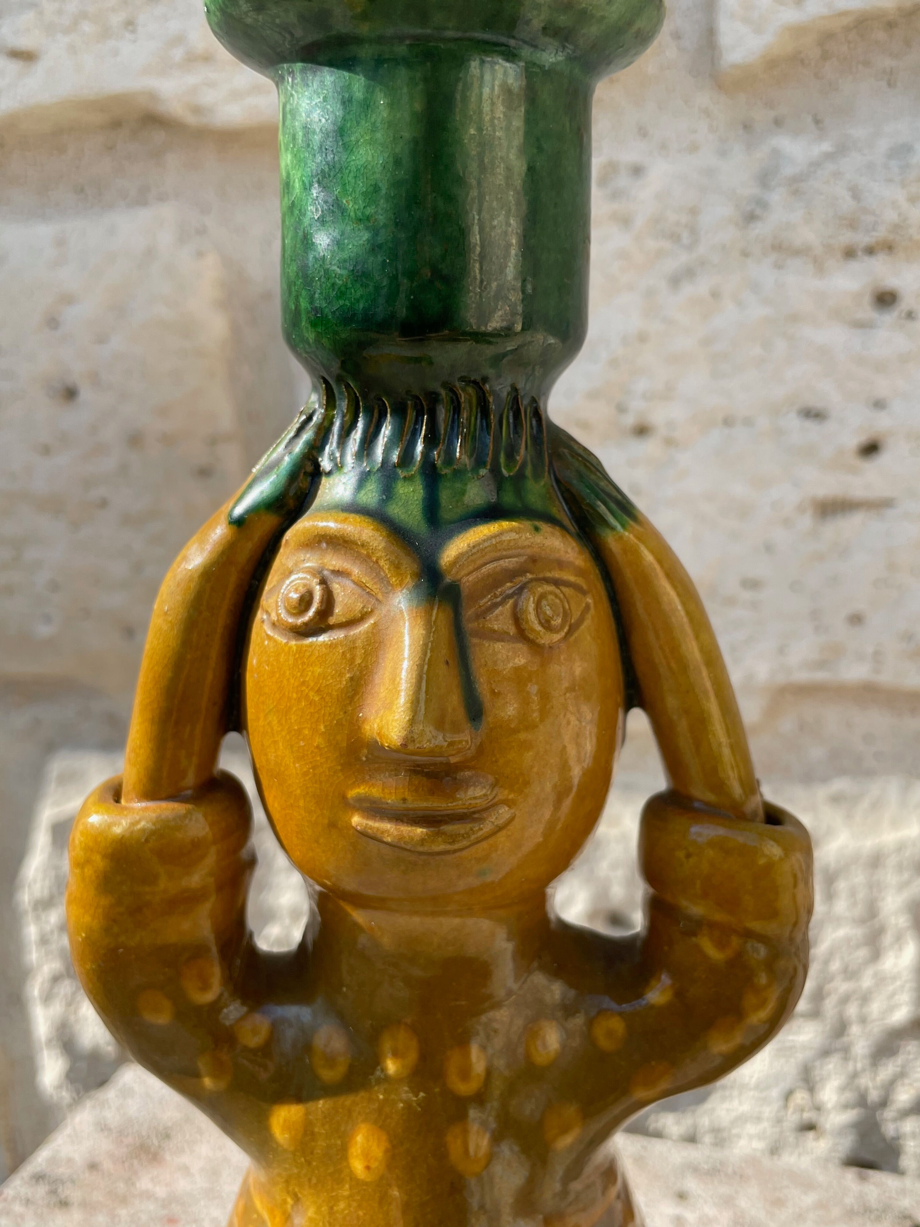 Picasso terracotta candle holder