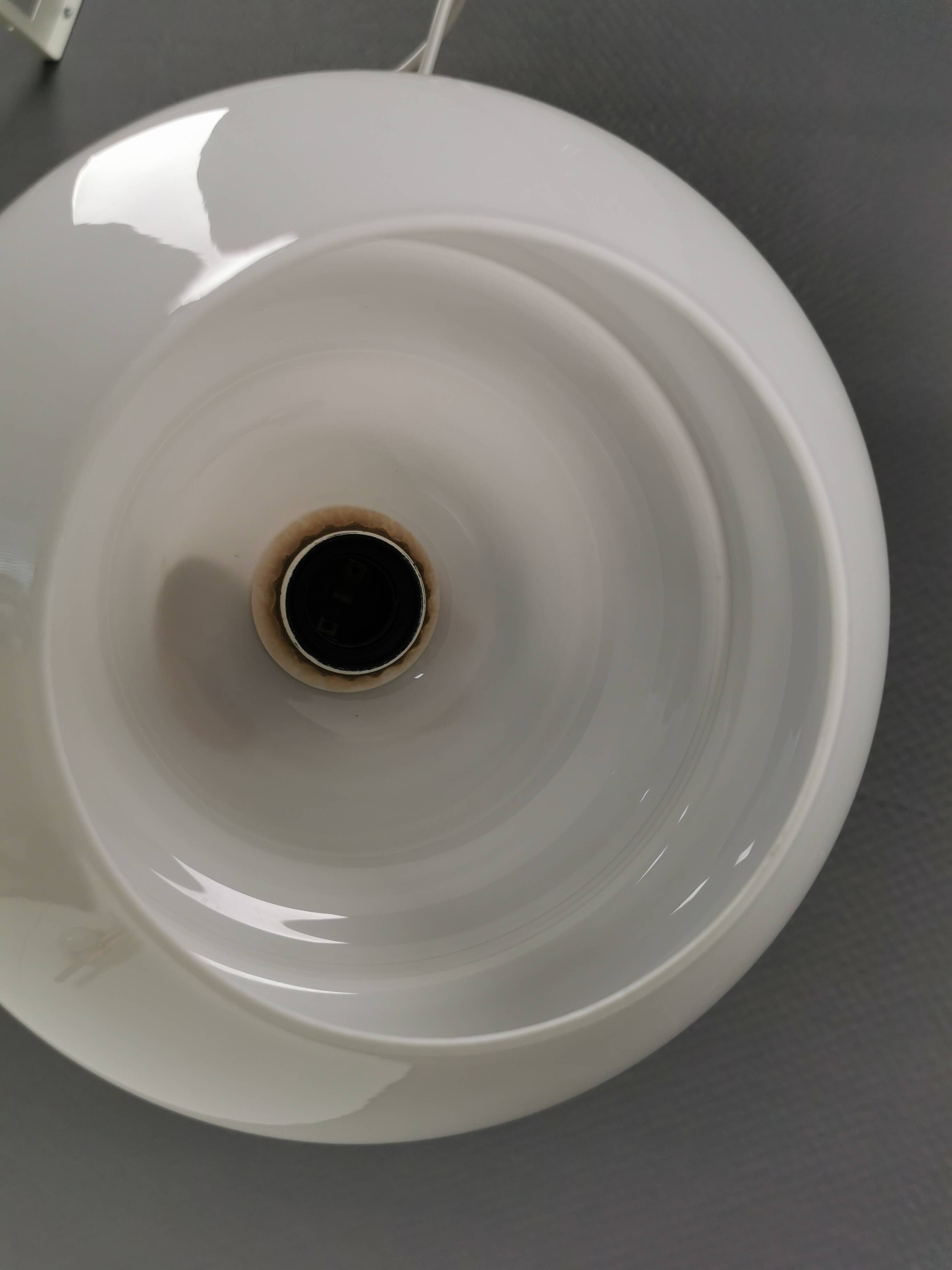 Small hanging lamp in opal glass, Danish and from the 1980s.