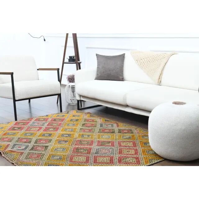 1970s Vintage Turkish Oushak Handmade Wool Cotton Yellow Runner Rug 158x201