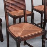 Set of six rush mid-century dining chairs