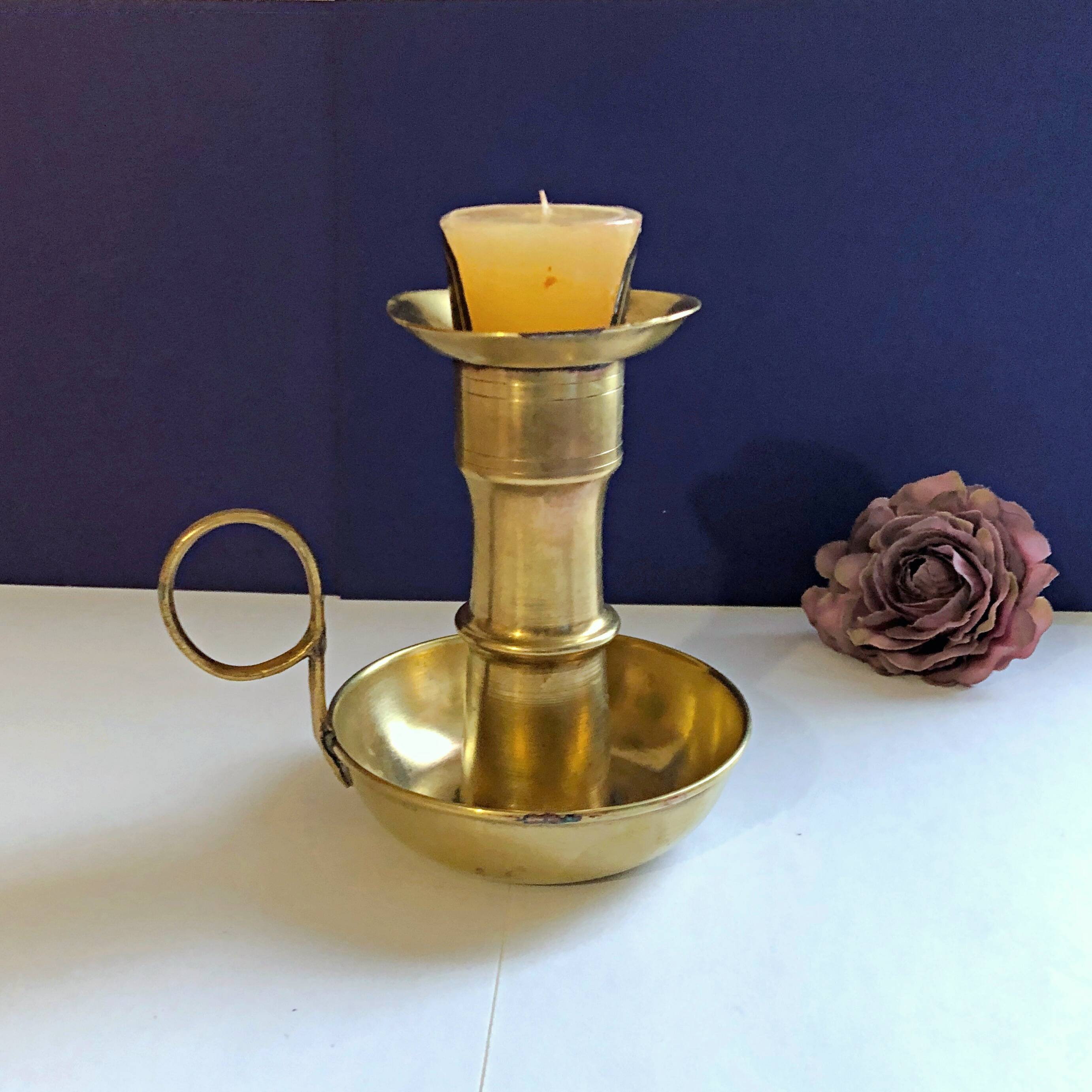 Large artisanal hand candle holder cellar rat gilded copper vintage atypical