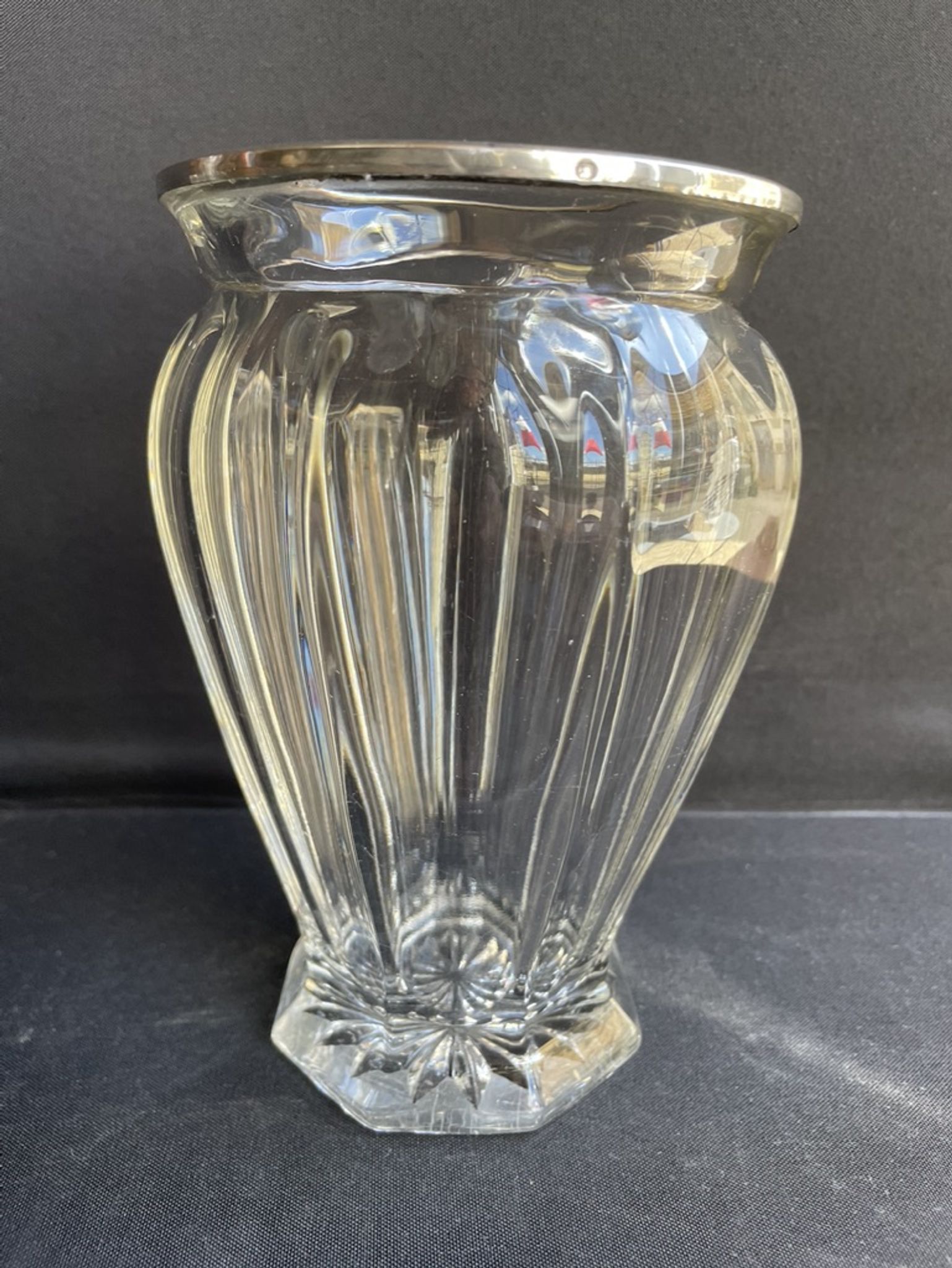 Vase in cut crystal and silver hallmark head of minerva 1st title