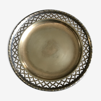 Presentation PLATE in Silver Metal Openwork Patterned Borders - 21 cm