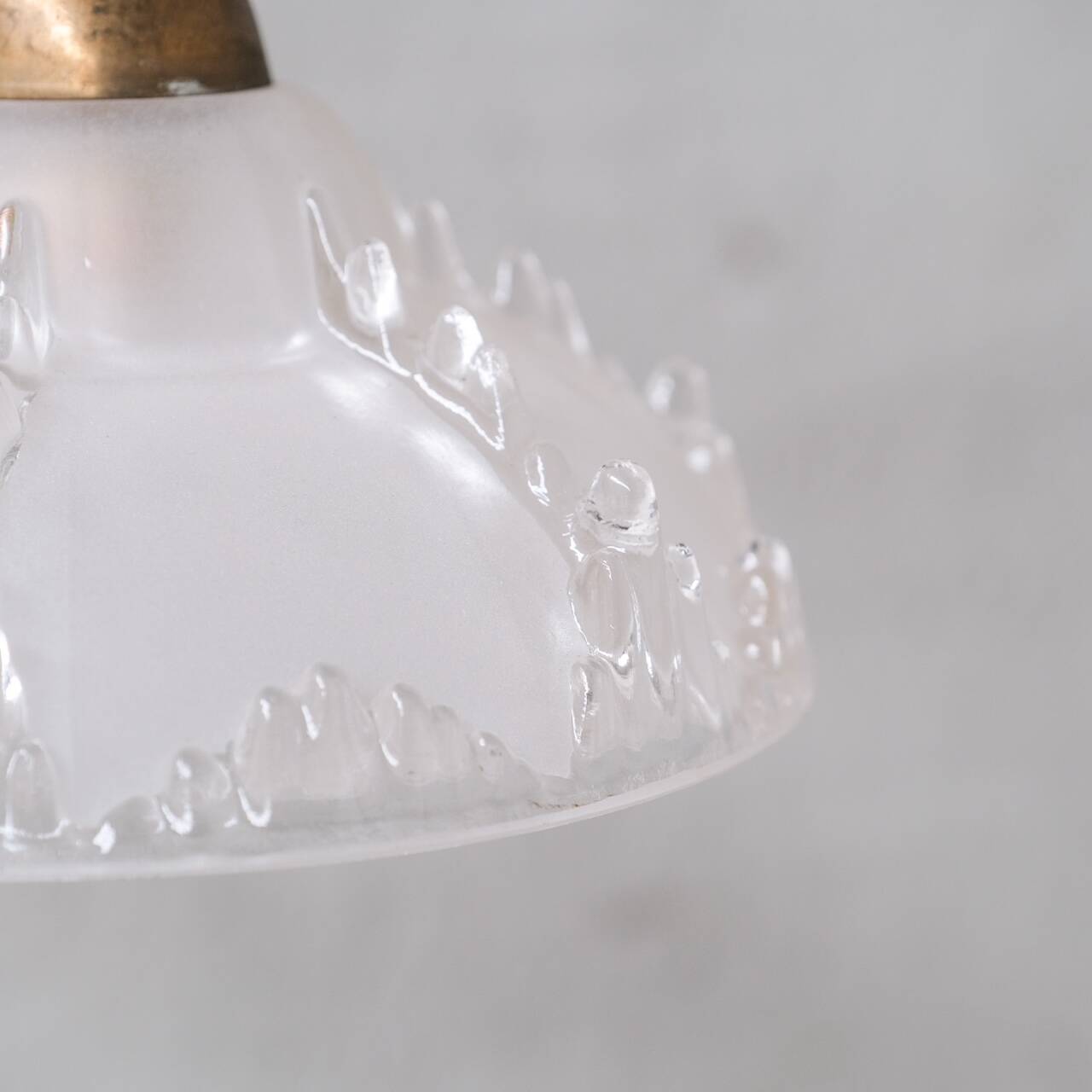 Pair of Mid-Century 'Ice' Glass Pendant Lights