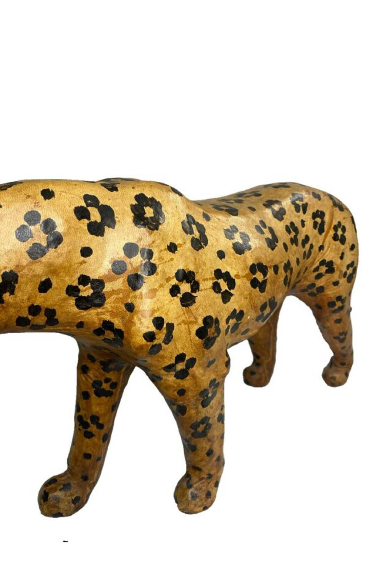 Vintage 60s/70s Leopard Sculpture in Genuine Leather Retro Piece