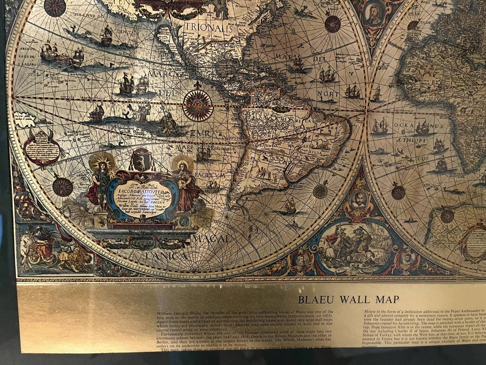 Golden old and new world map