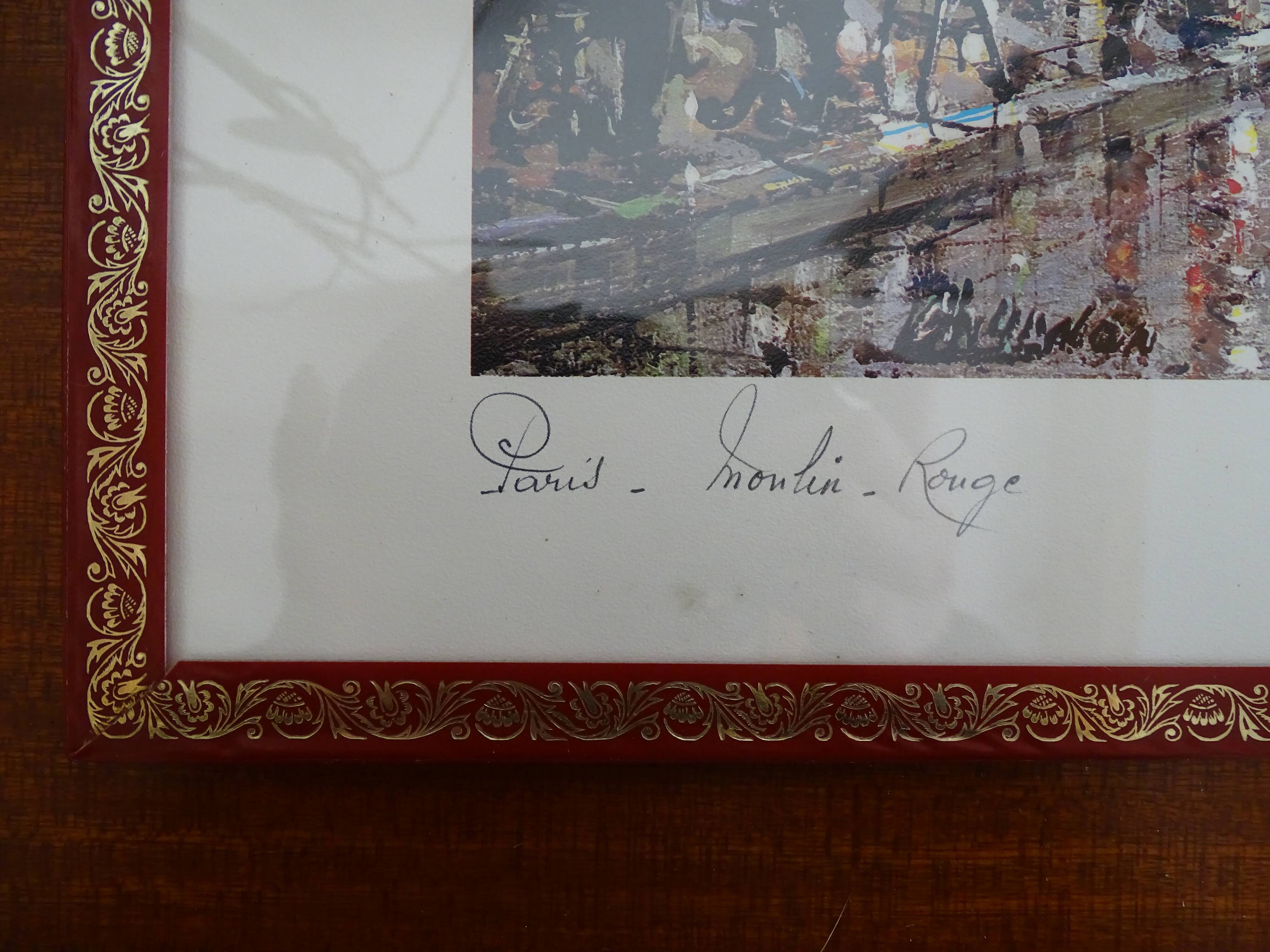 Lithograph Paris Moulin Rouge framed old