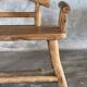 Small brutalist bench with backrest and armrests in Asian blonde teak H67 L6