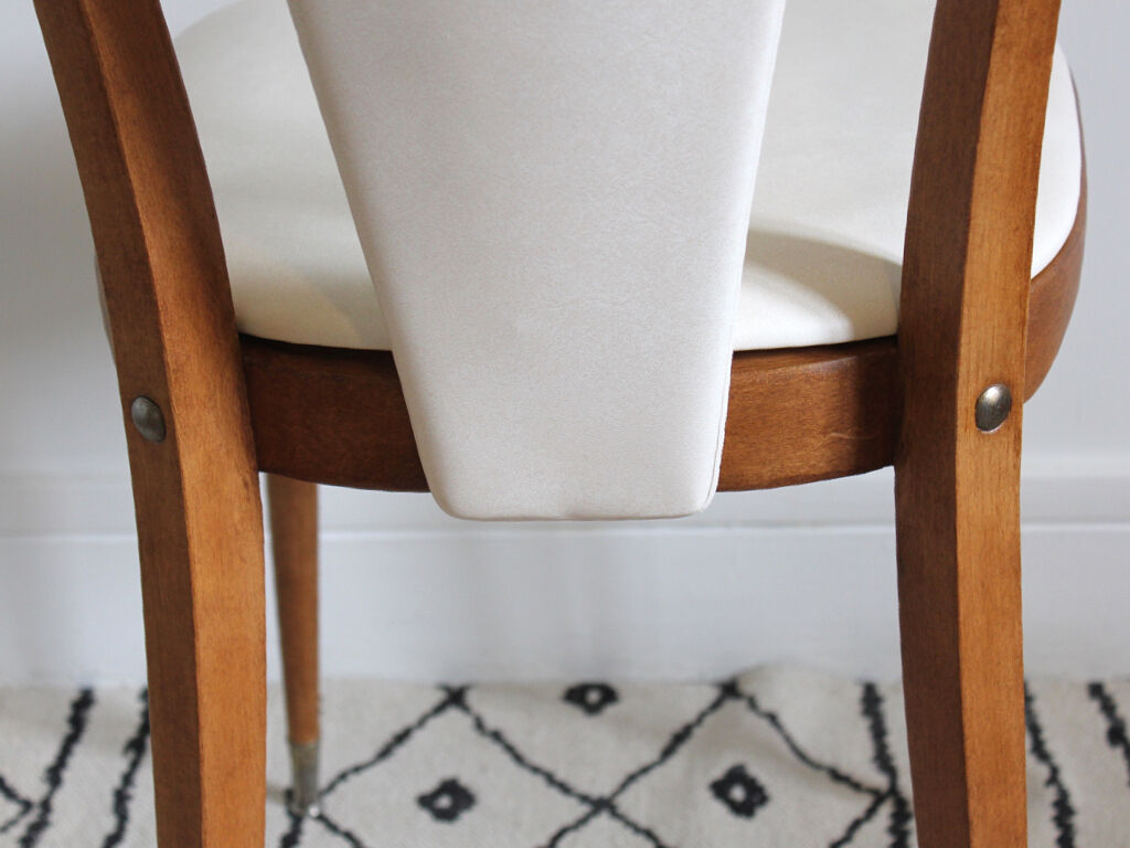 Pair of Scandinavian style wooden chairs and skaï