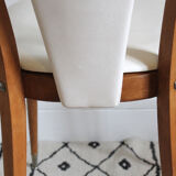 Pair of Scandinavian style wooden chairs and skaï