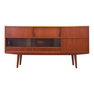 Buffet haut en teck, design danois, années 1970, production : Danemark