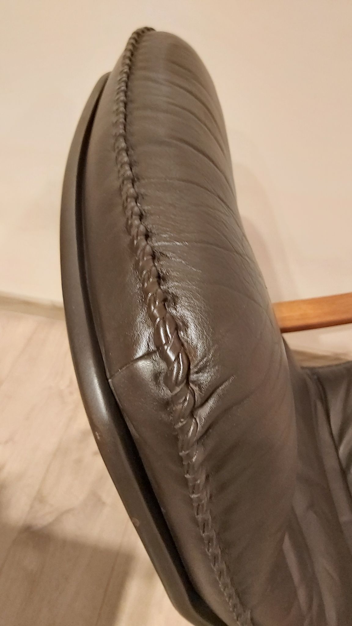 Swivel armchair with footrest, Berg Forniture, Denmark, 1970s
