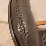 Swivel armchair with footrest, Berg Forniture, Denmark, 1970s
