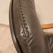 Swivel armchair with footrest, Berg Forniture, Denmark, 1970s