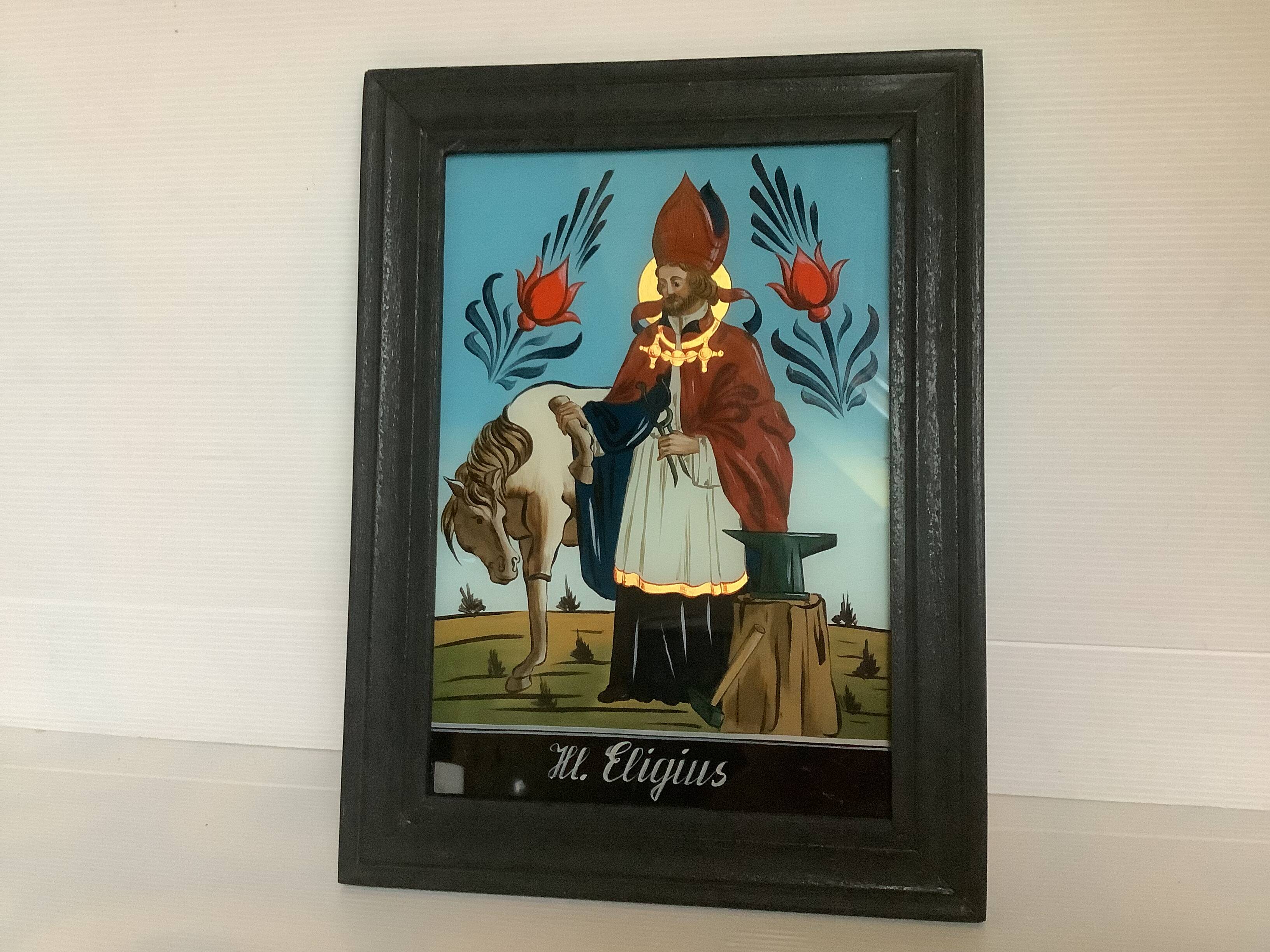 Frame painting on glass reverse painting fixed under glass Saint Éloi
