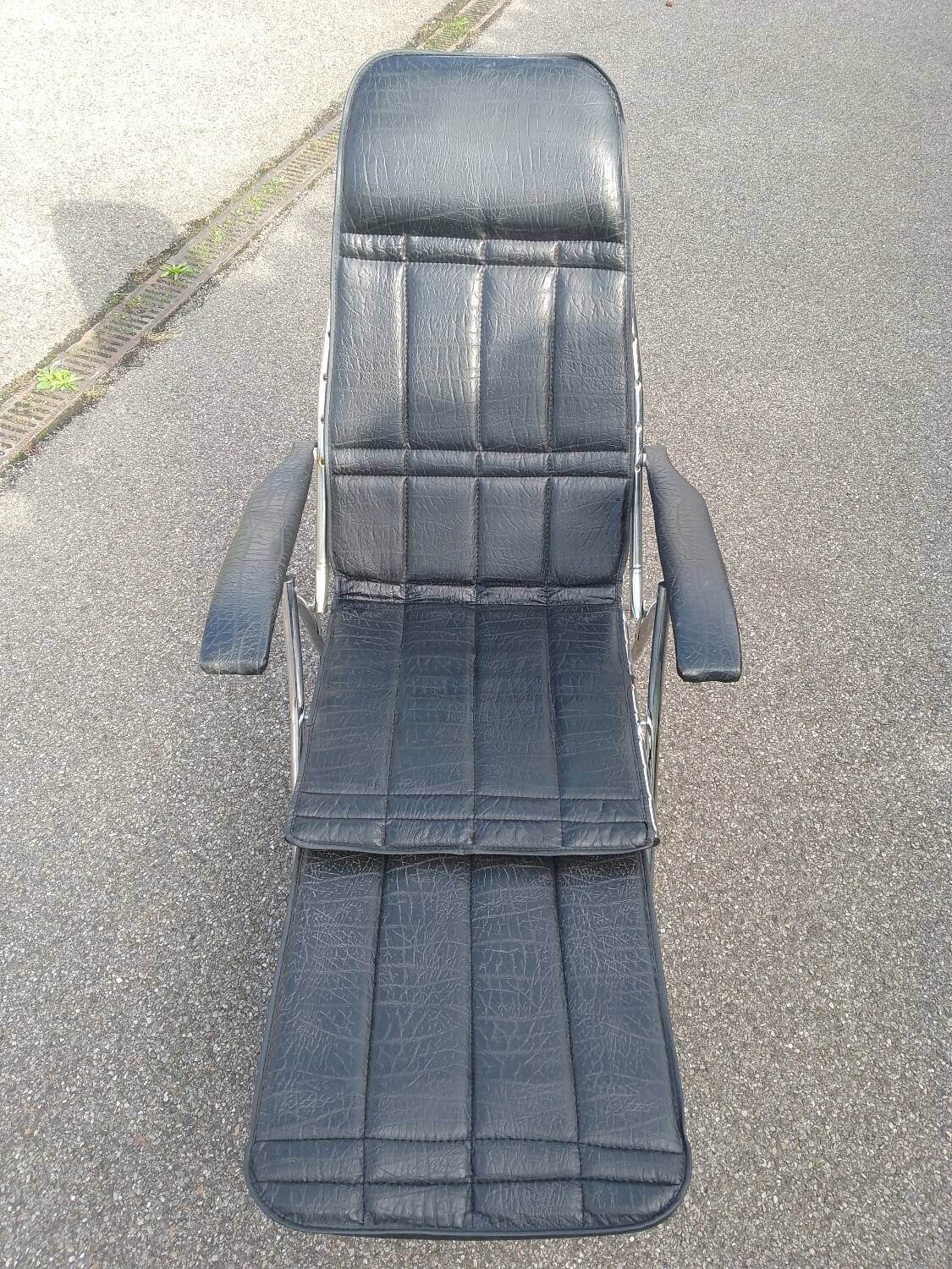 Vintage maule marga airstream reclining folding chair footrest design 1970