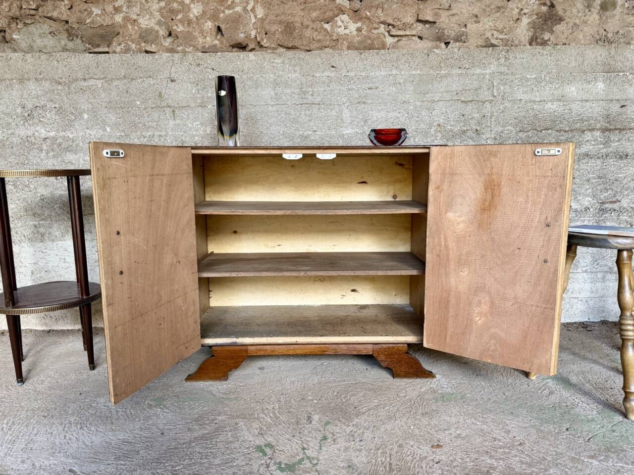 ✨🪵 Vintage honey oak sideboard – 2 doors – Art Deco style 🪵✨