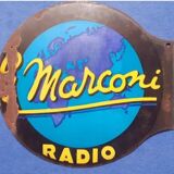 Old enamel plate gramophone the voice of his master radio marconi pathé