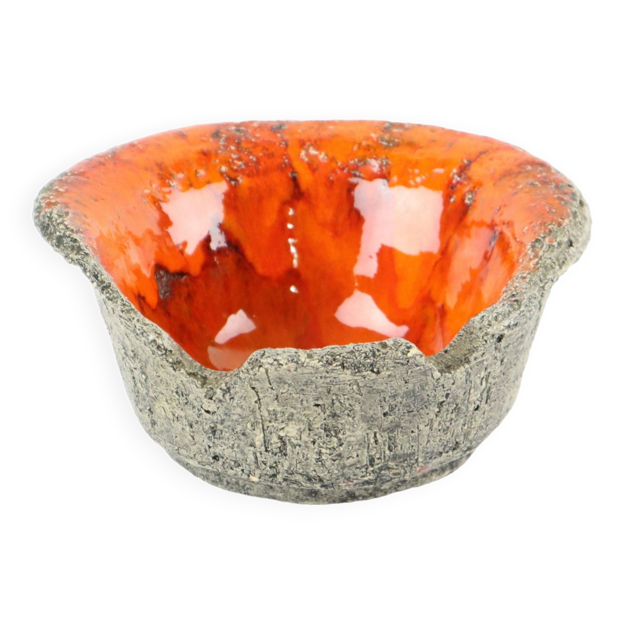 Jan Van Erp Earthenware Ashtray Vide Poche Orange Fat Lava 15cm
