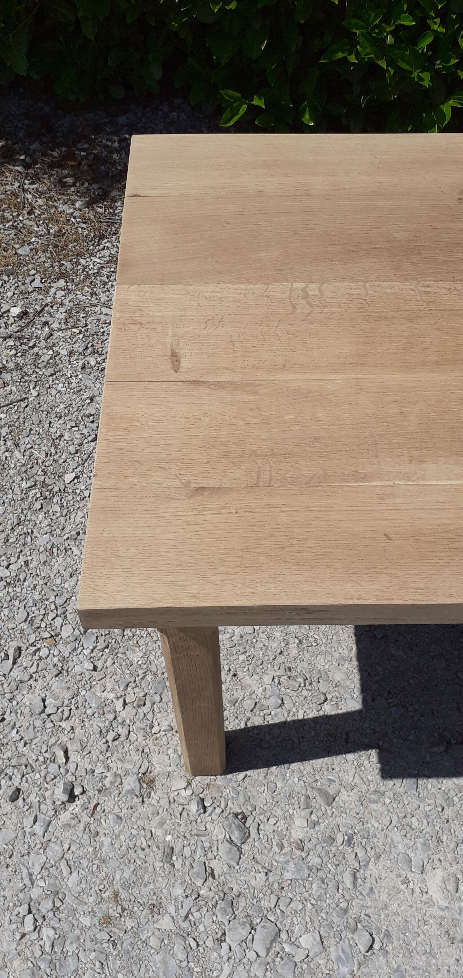 Solid oak farm table 1 rough wood drawer