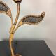 Large midcentury rattan wicker flower table lamp, 1960s
