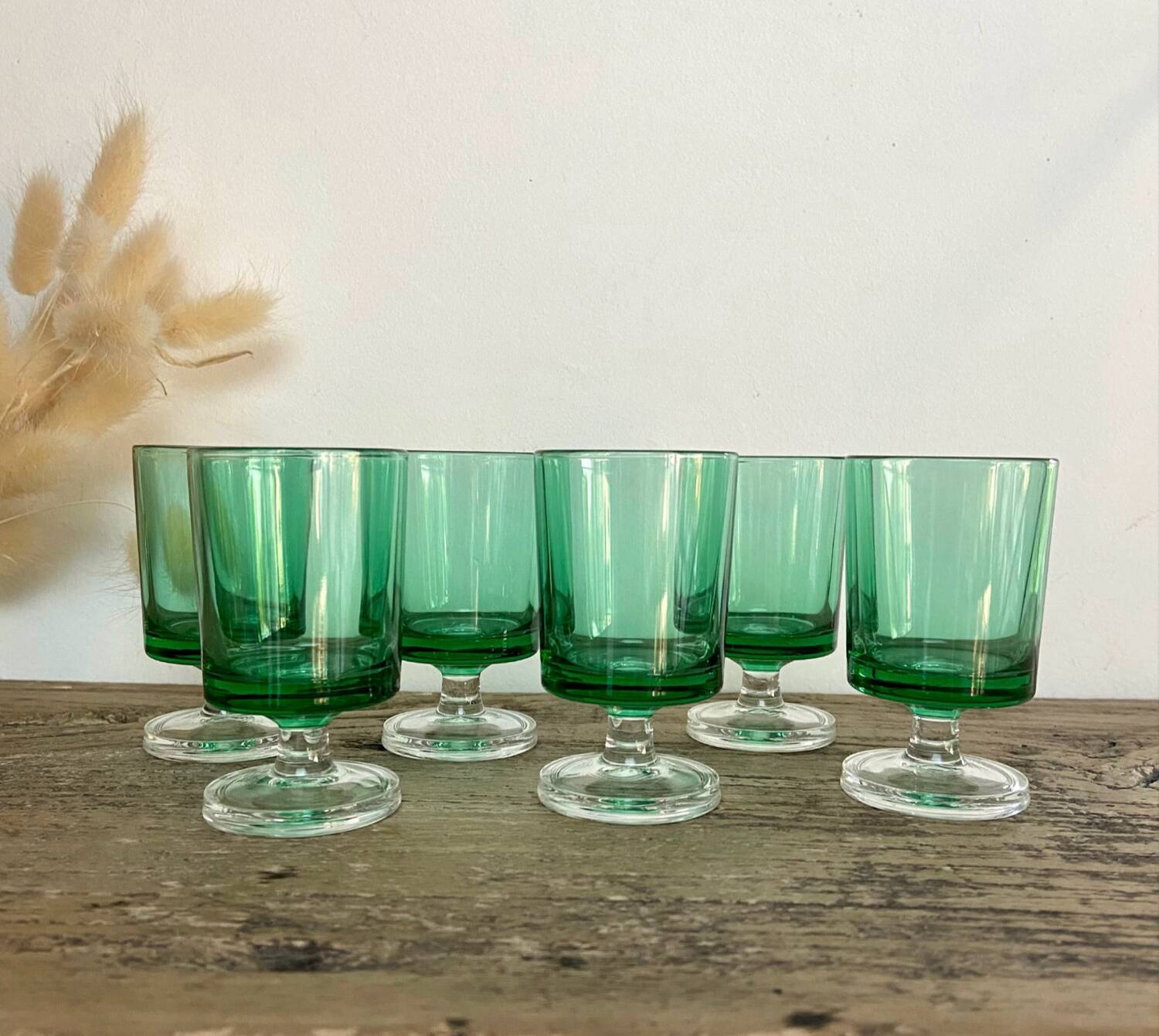6 vintage Luminarc France liqueur glasses