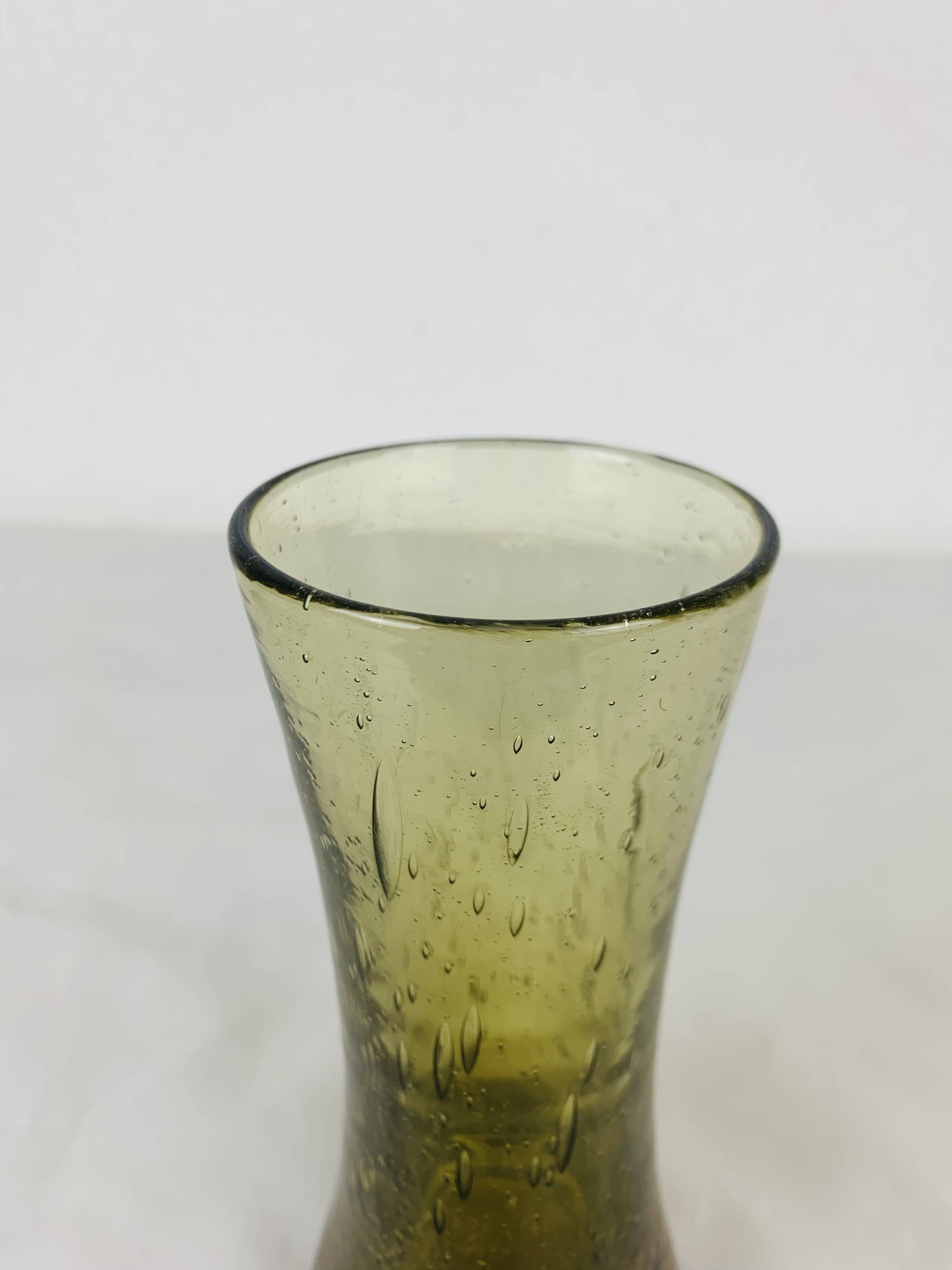Vintage green bubble glass vase