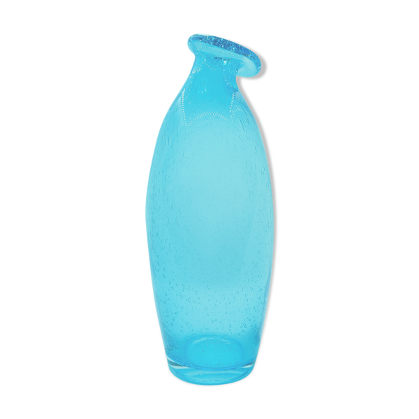 Vase turquoise en verre soufflé