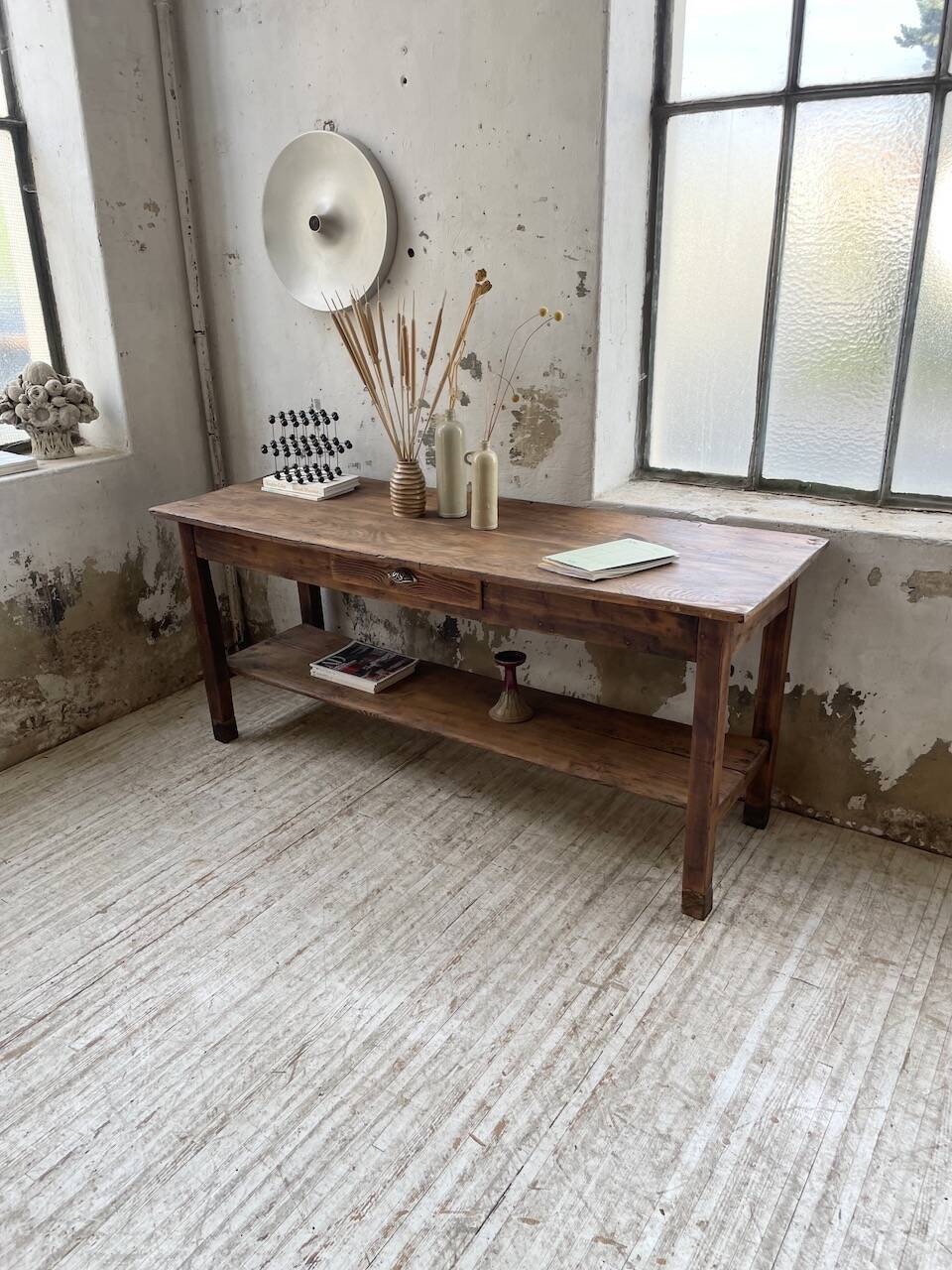 Drapery console table in pine