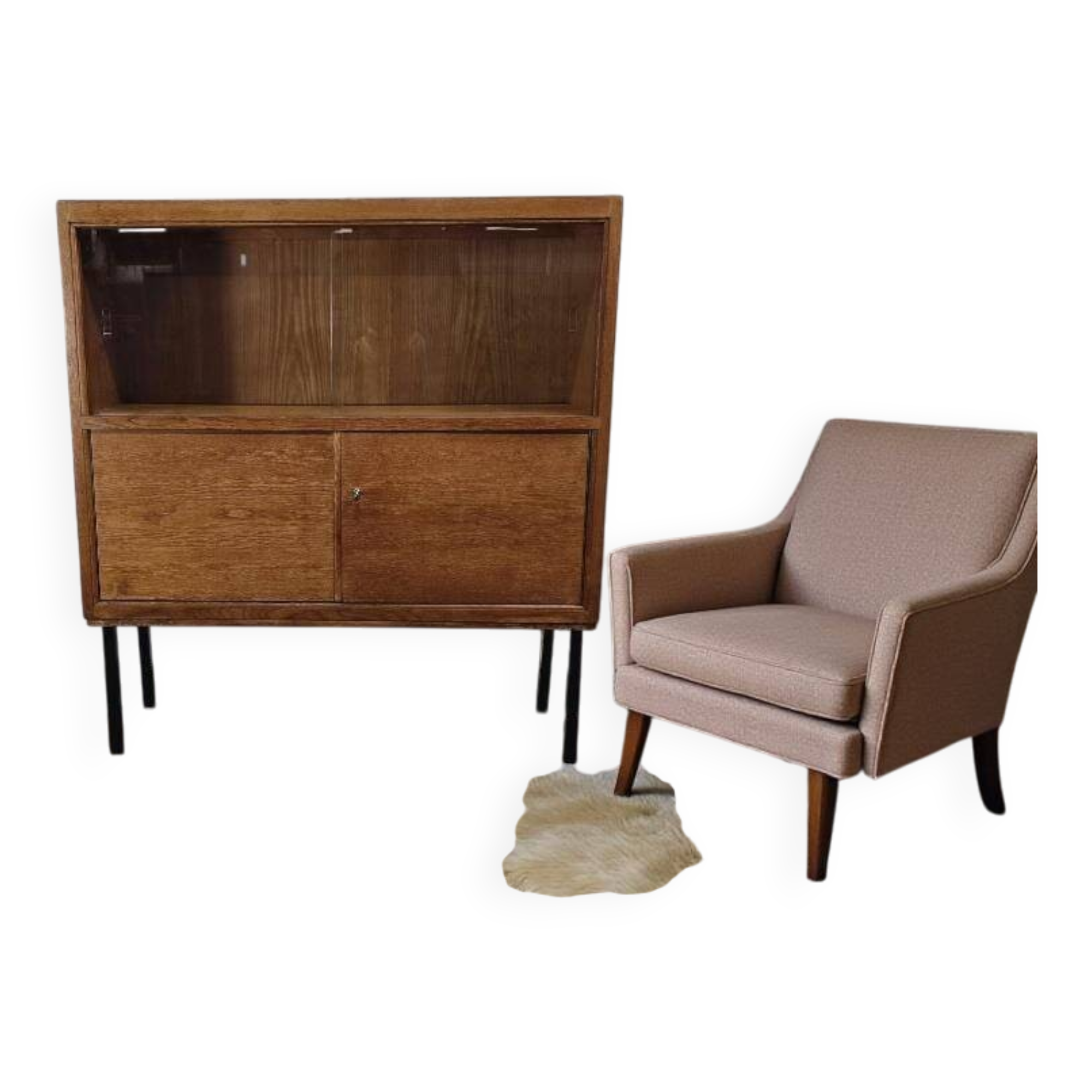 Vitrine / meuble bar / armoire vintage en bois