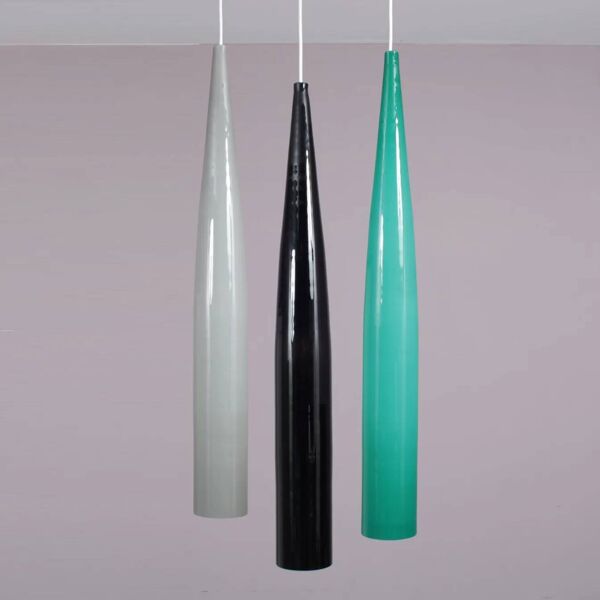 Suspension Alessandro Pianon en verre noir pour Vistosi, Italie 1960