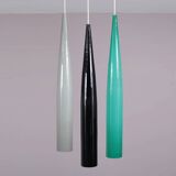 Suspension Alessandro Pianon en verre noir pour Vistosi, Italie 1960