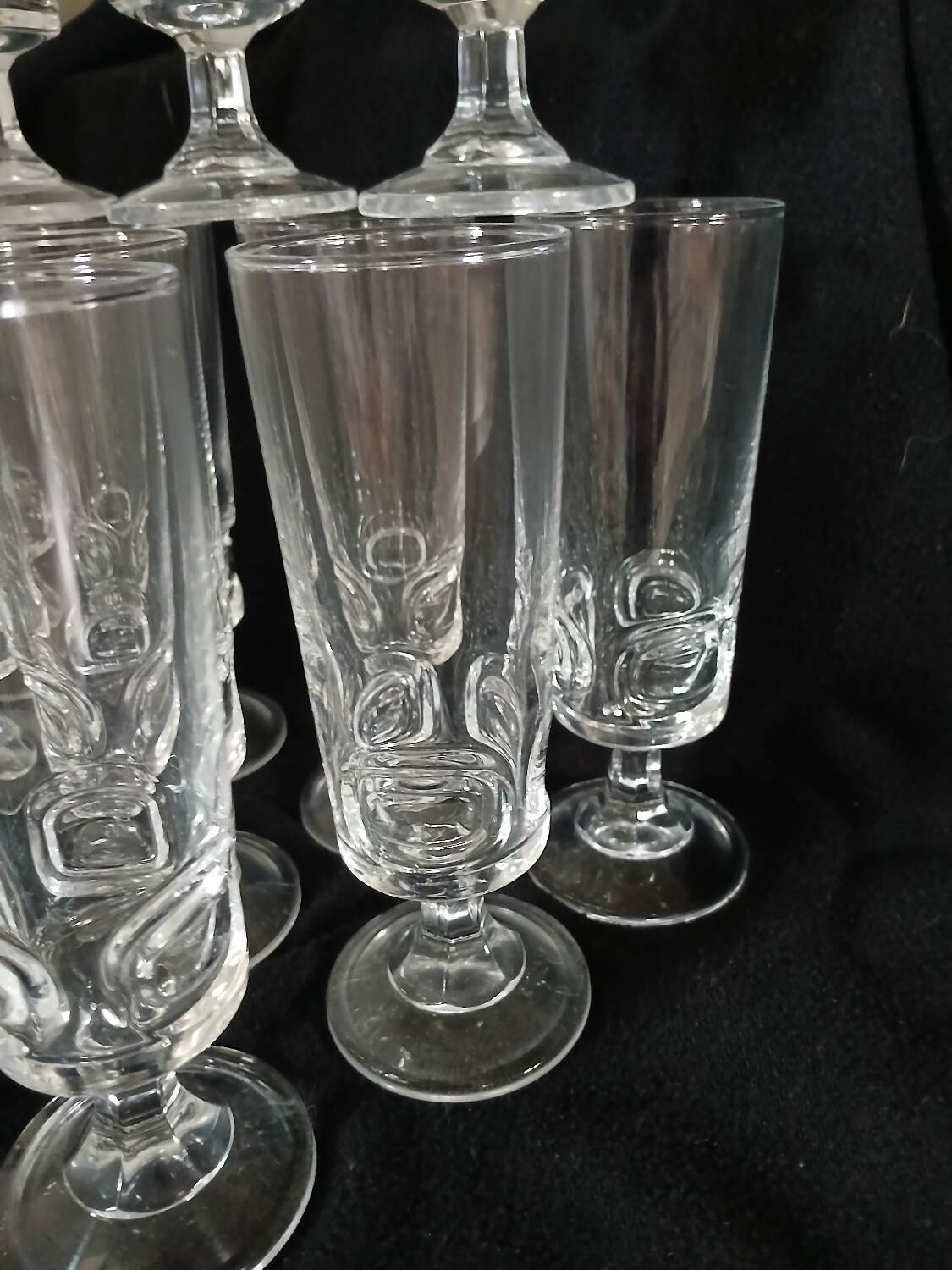 12 antique crystal champagne flutes