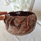 Vintage Japanese Ikebana basket made of smoked bamboo in natural