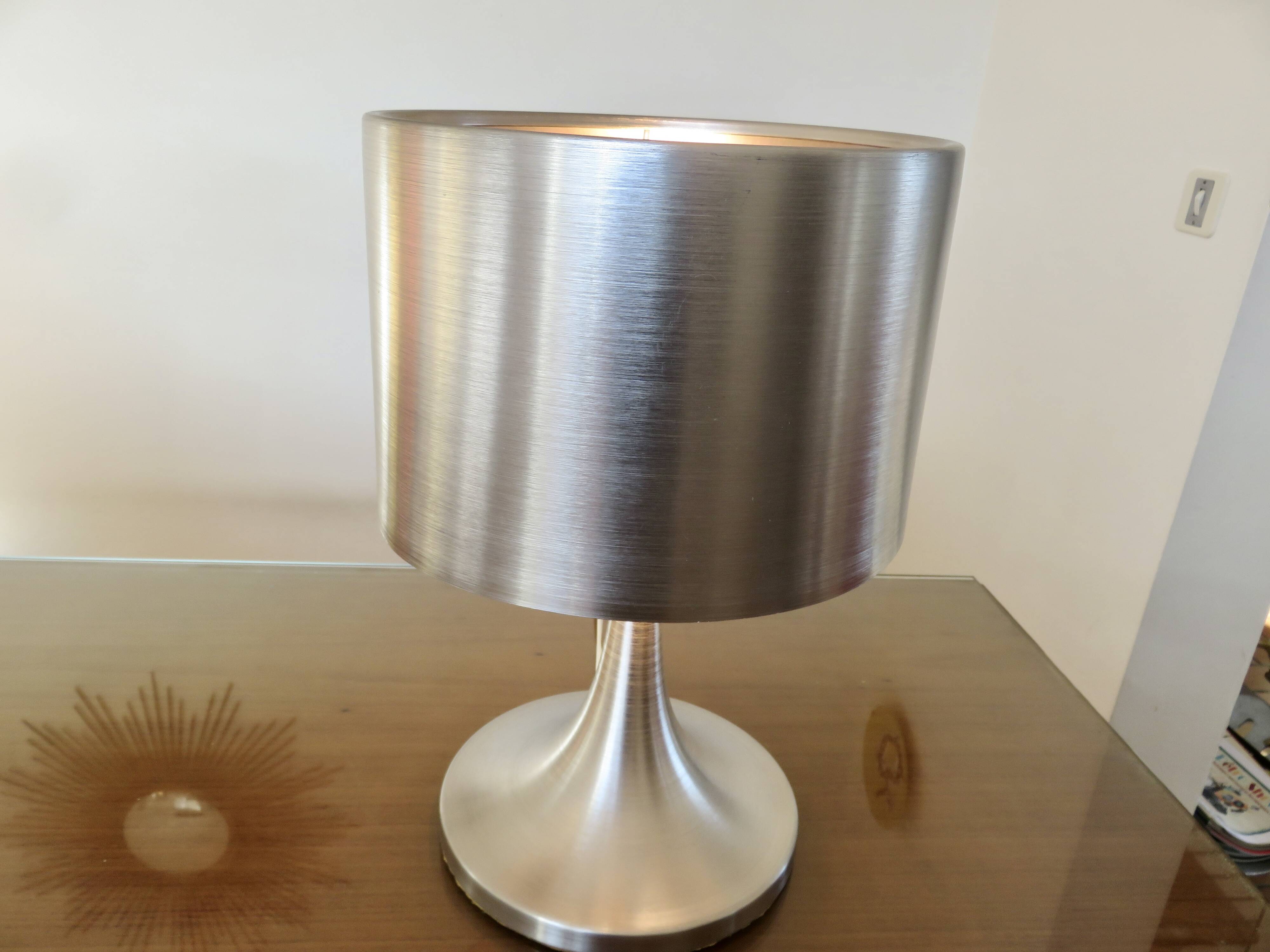 Brushed metal tulip floor lamp vintage 70s