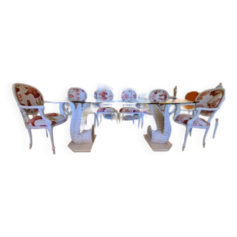 table en cristal chaises console designer Sergio Longoni