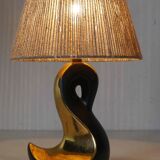 Cracked ceramic and gold lamp foot (signed DA)
