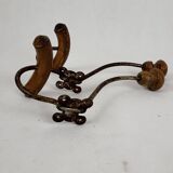 2 wooden & metal coat hooks 1900